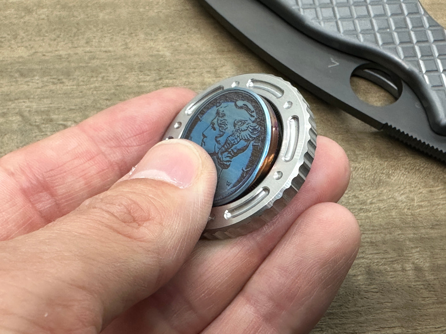 Flamed LIBERTY Titanium Coin for Billetspin GAMBIT