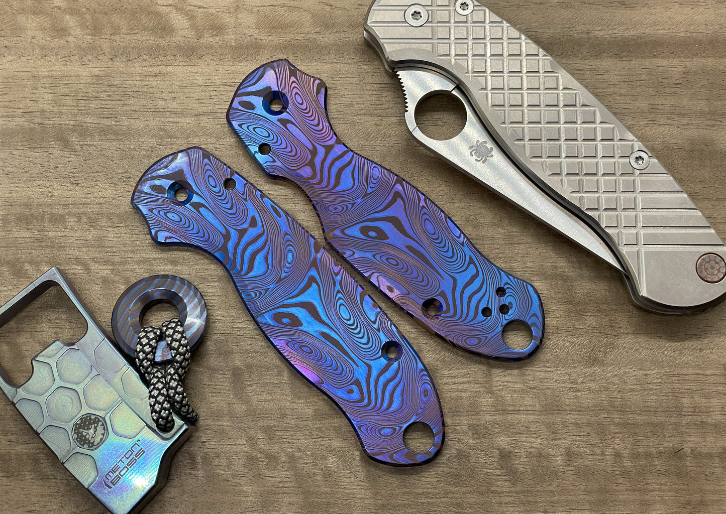 Dama FISH Flamed Titanium Scales for Spyderco Para 3