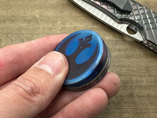 Rebel Alliance Flamed vs Imperial Galactic Dark Titanium HAPTIC Coins CLICKY