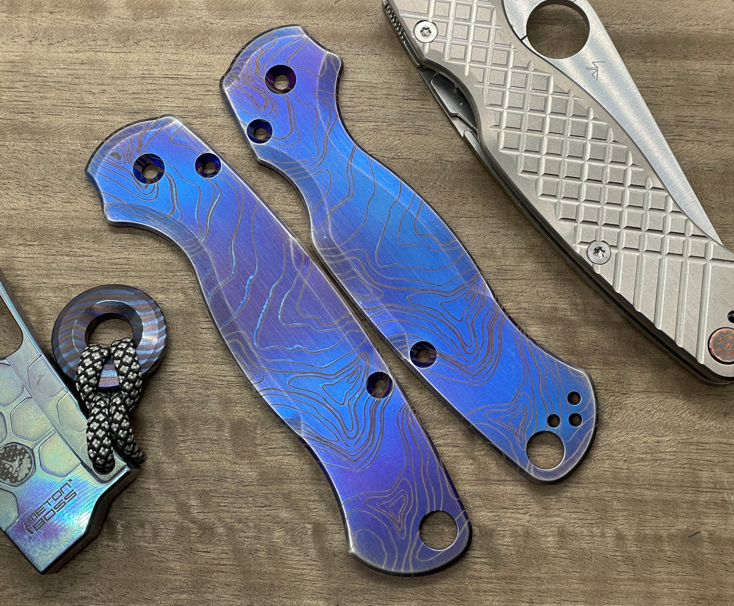 Flamed TOPO Brushed Titanium scales for Spyderco Paramilitary 2 PM2