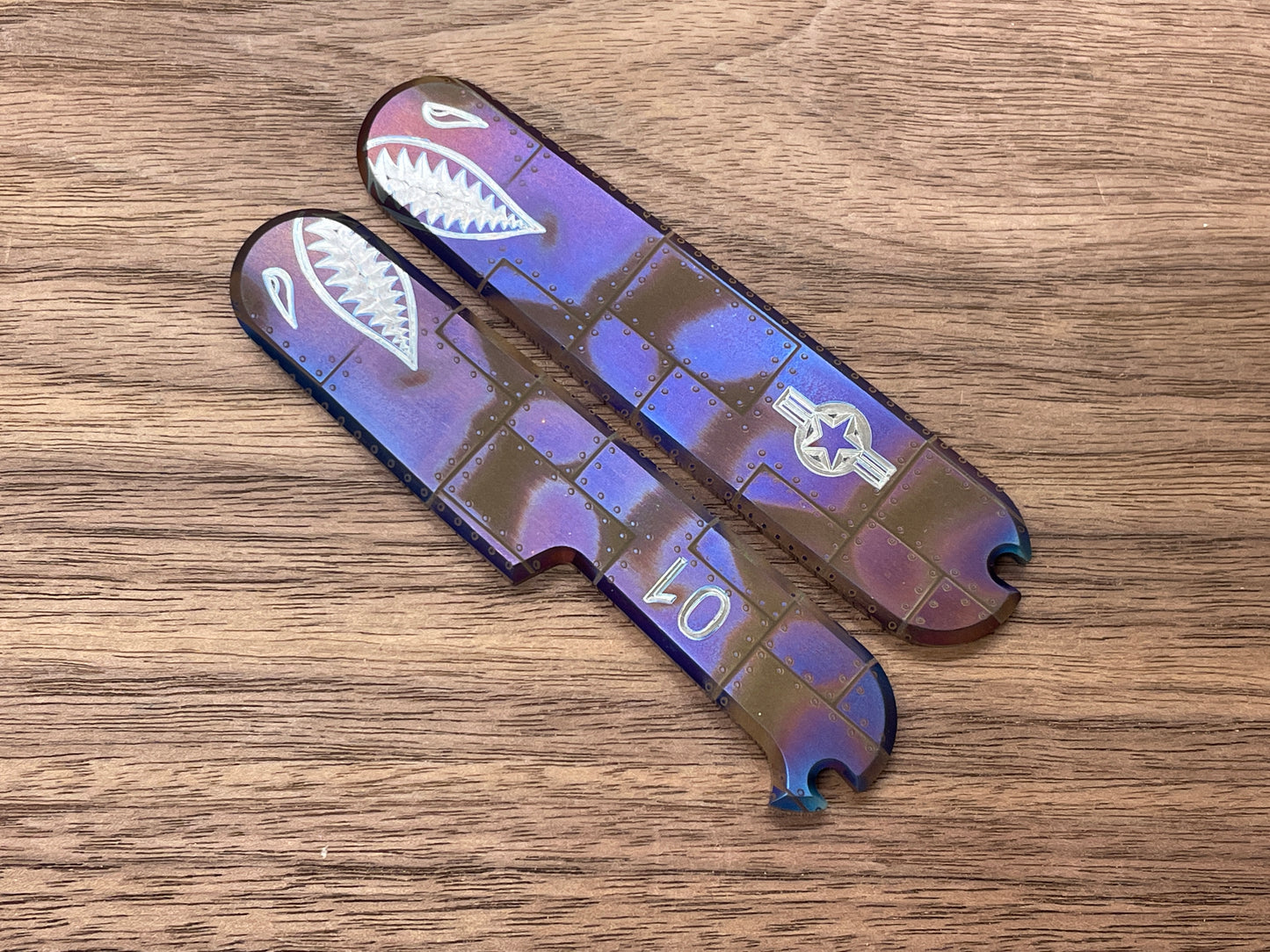 P40 Riveted Flamed 91mm Titanium Scales for Swiss Army SAK