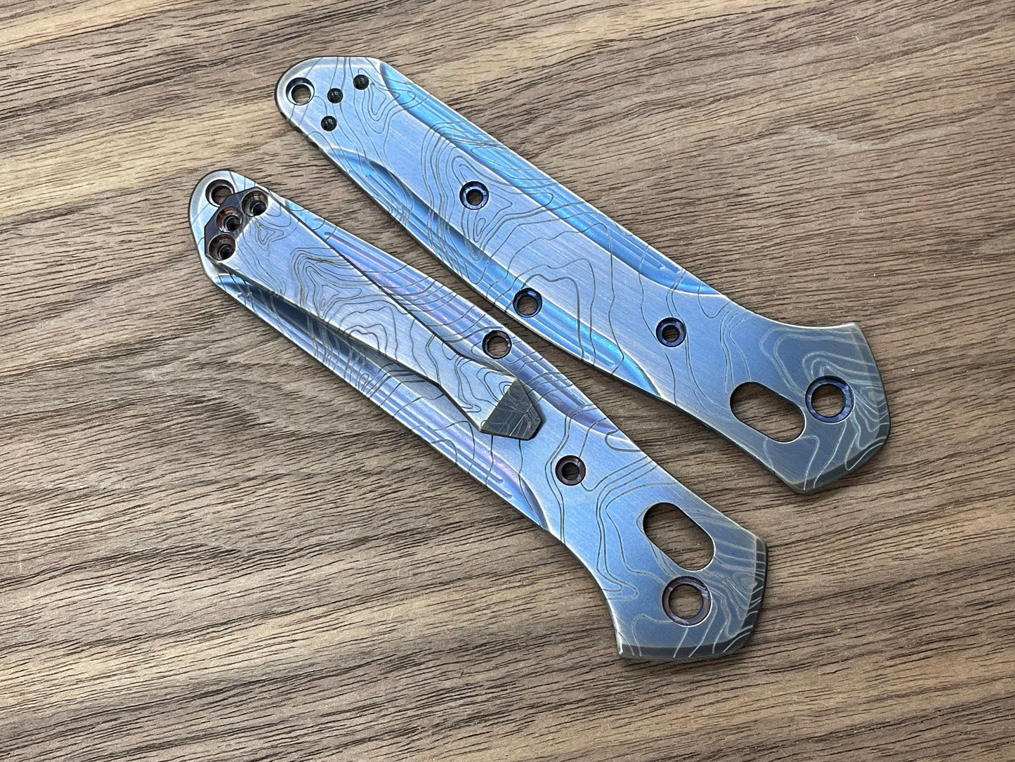 TOPO Blue Ano Brushed Dmd Titanium CLIP for most Benchmade models