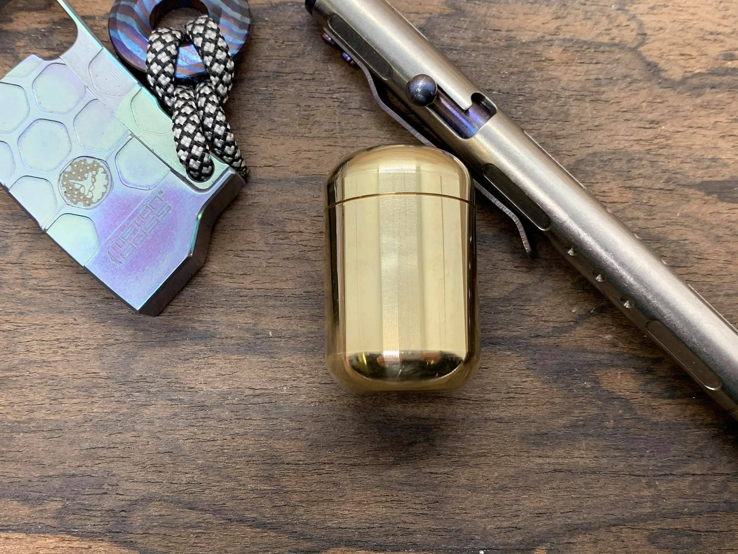 Polished Brass Pill Box Pocket Pill Case Stash box Meton-Vault