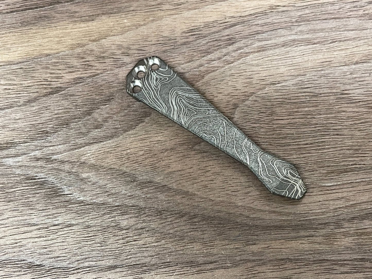 Battleworn TOPO engraved Dmd Titanium CLIP for most Benchmade models