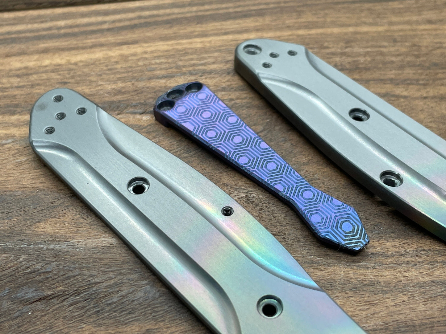 Blue ano HONEYCOMB engraved Dmd Titanium CLIP for most Benchmade models