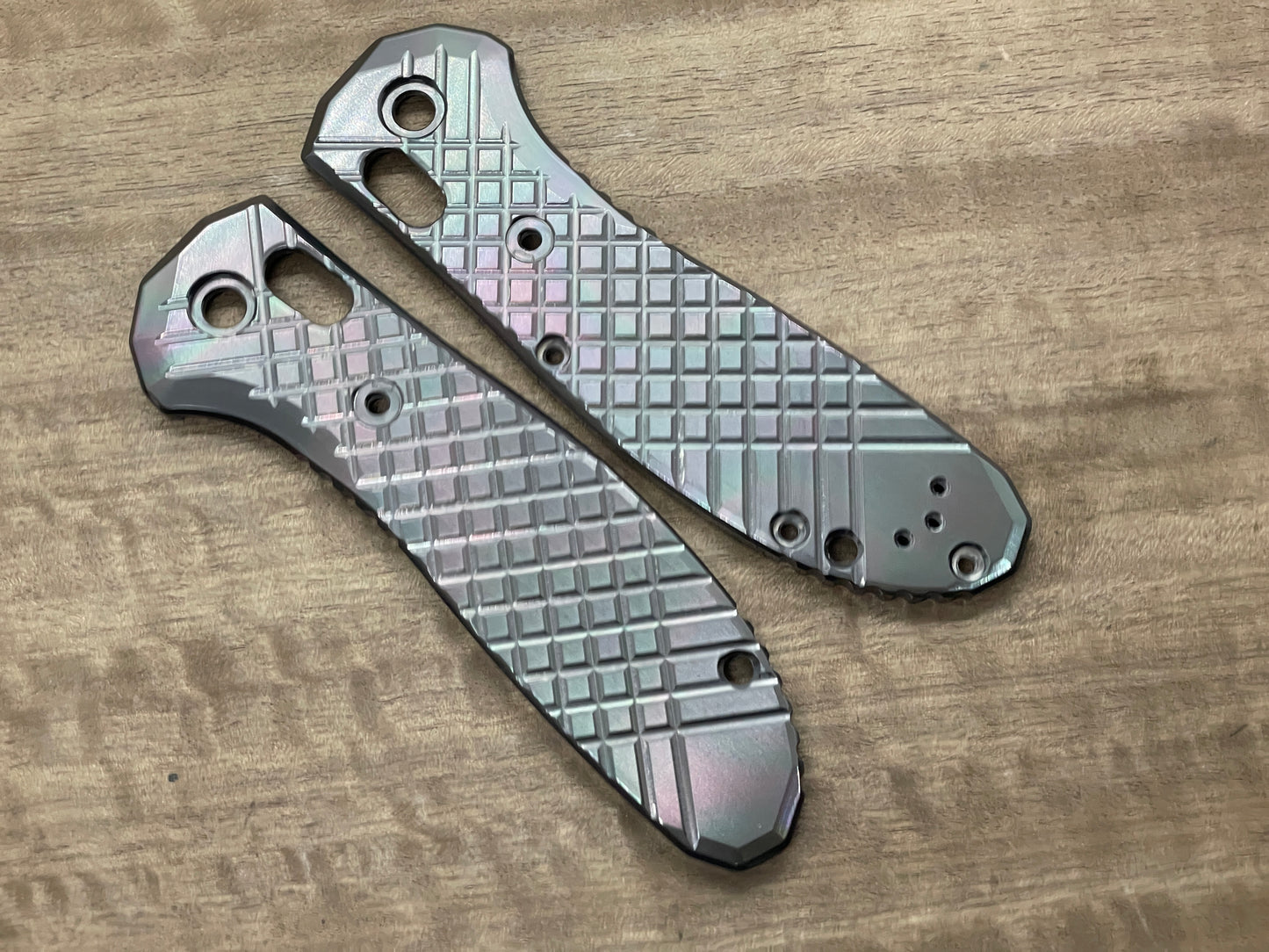 OIL Slick FRAG milled Zirconium Scales for Benchmade GRIPTILIAN 551 & 550