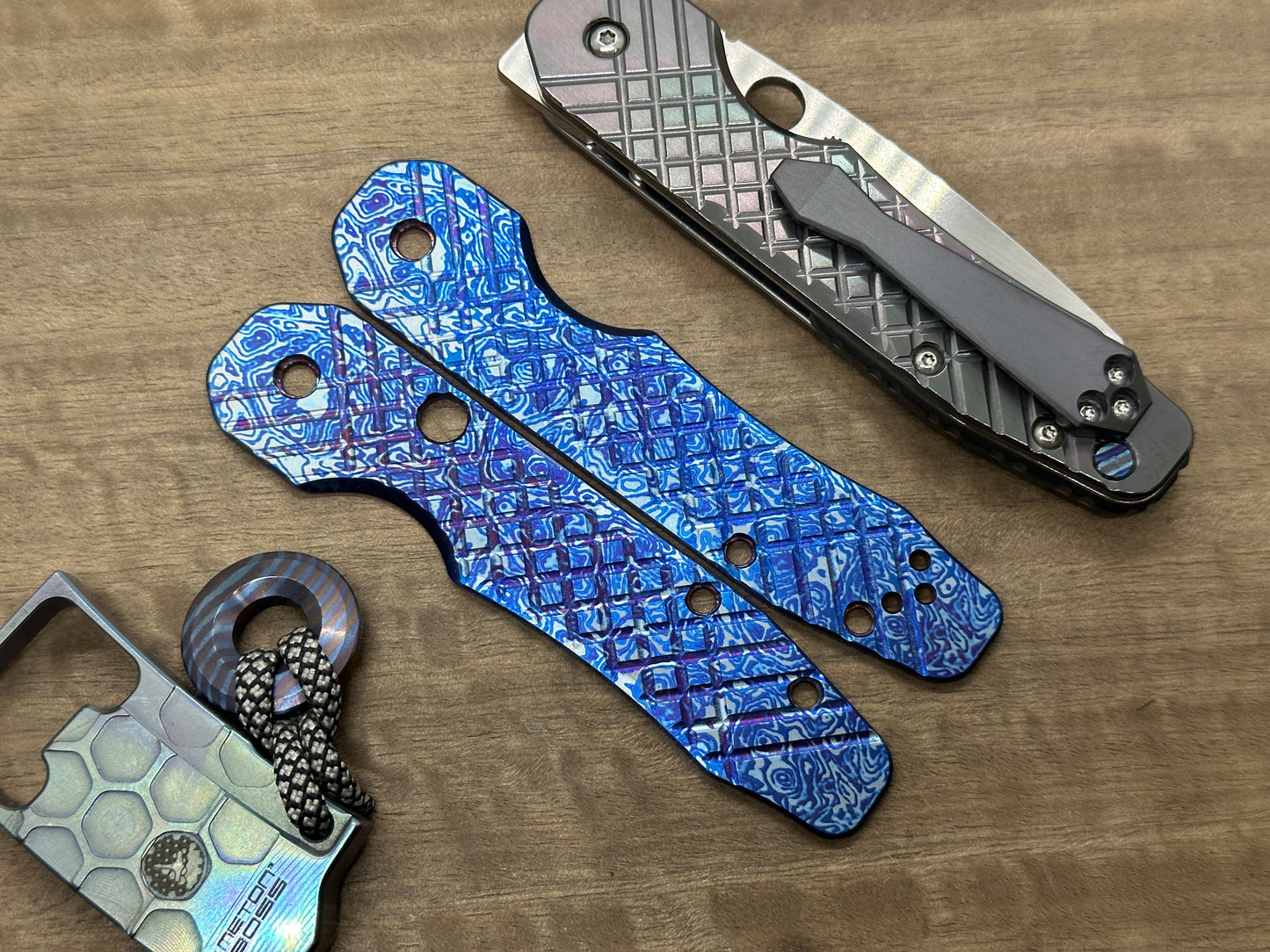 ALIEN Flamed FRAG Cnc milled Titanium Scales for Spyderco SMOCK