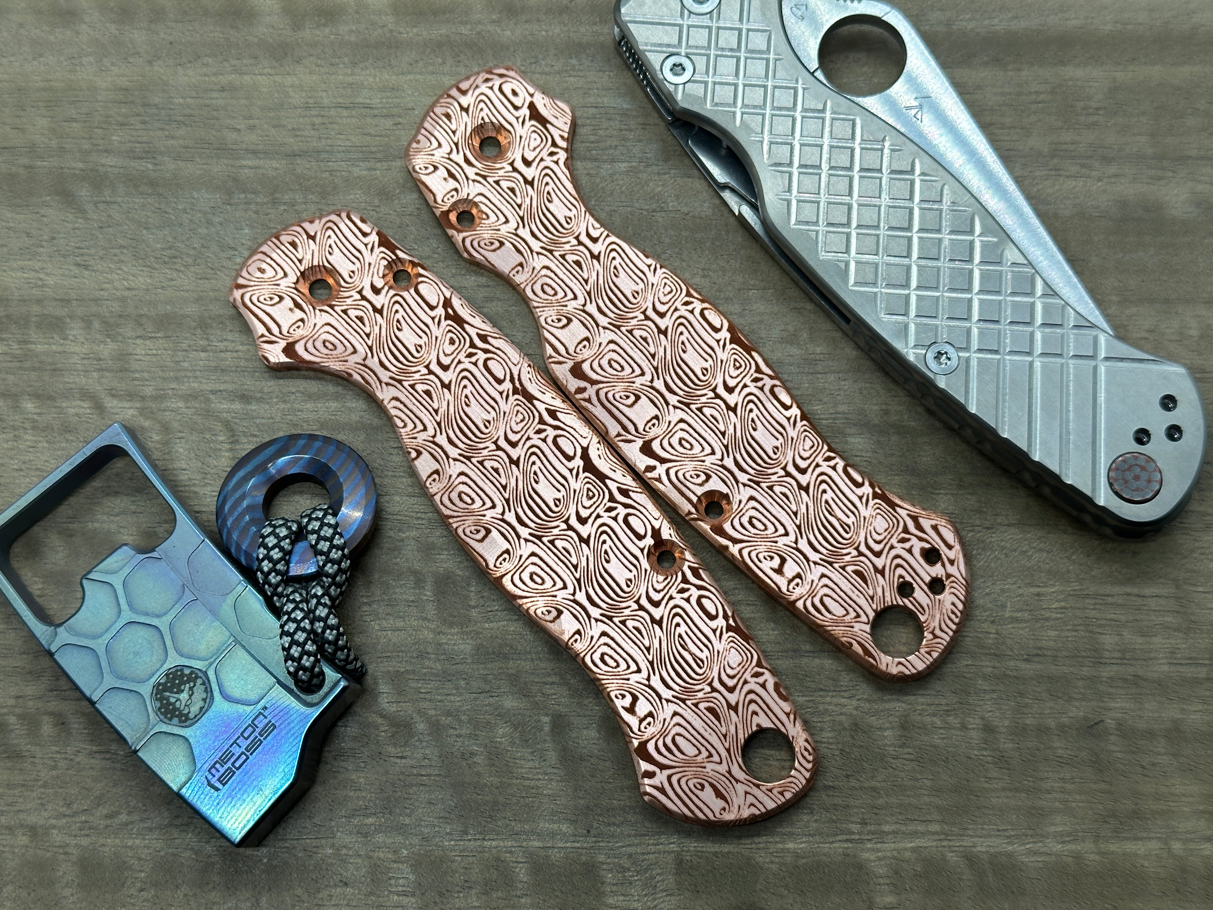 DRAGONSKIN engraved Copper Knife Scales for PM2 Spyderco Para Military 2 Folding Knife scales Pocket 2024 knife EDC MetonBoss Every Day Carry