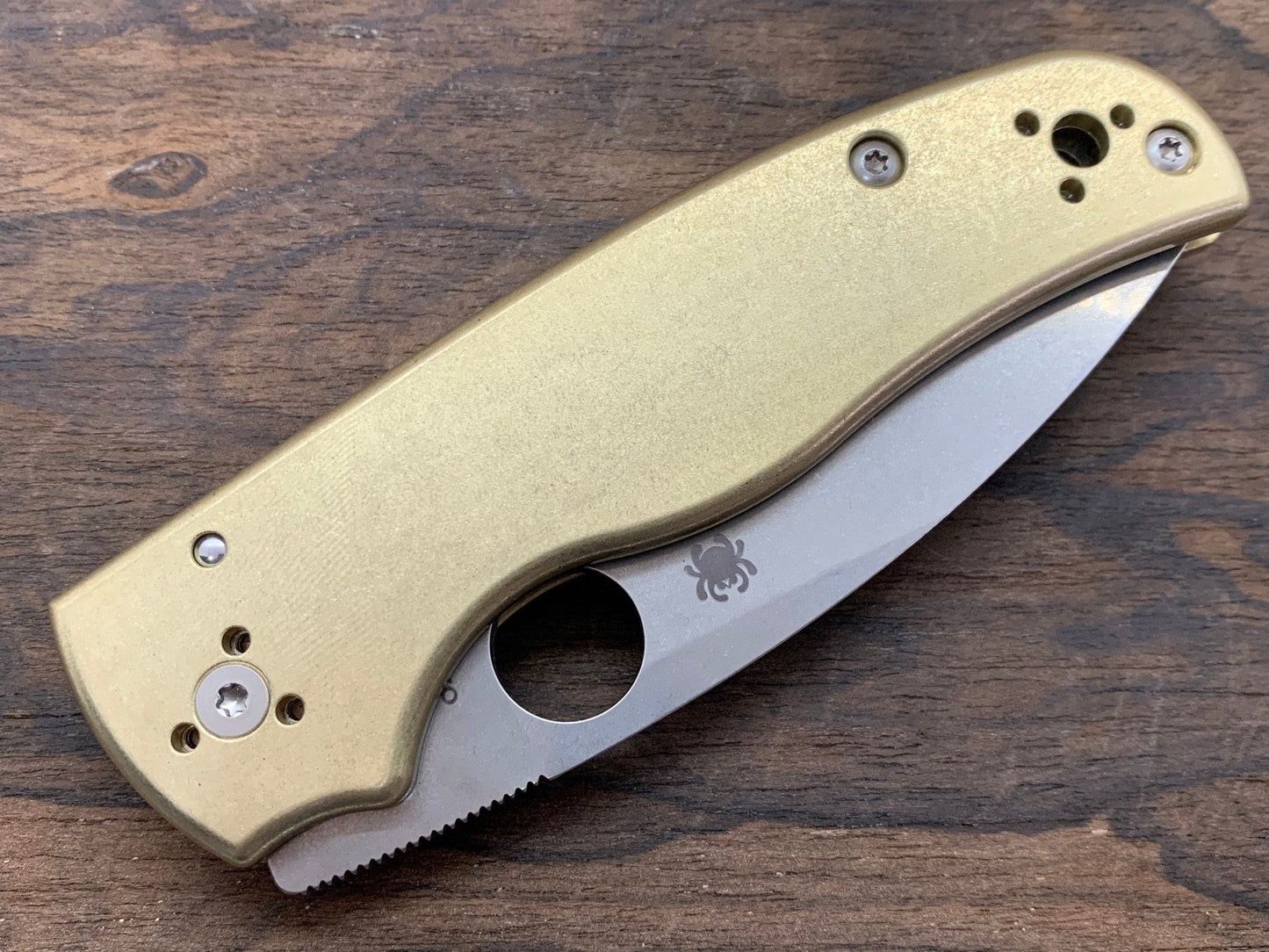 Tumbled Brass Scales for SHAMAN Spyderco