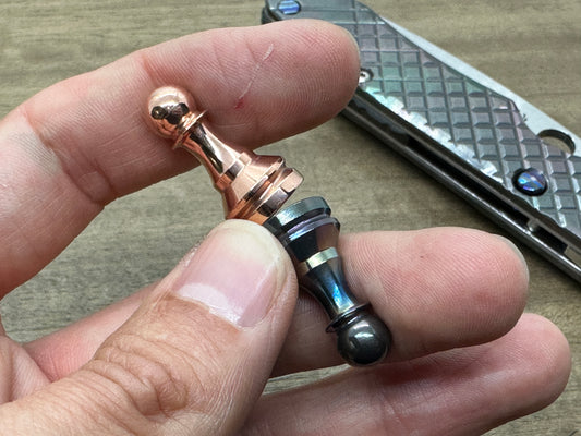 Oil-Slick Polished Zirconium & Copper Haptic-PAWN Slider Chess Pawn fidget