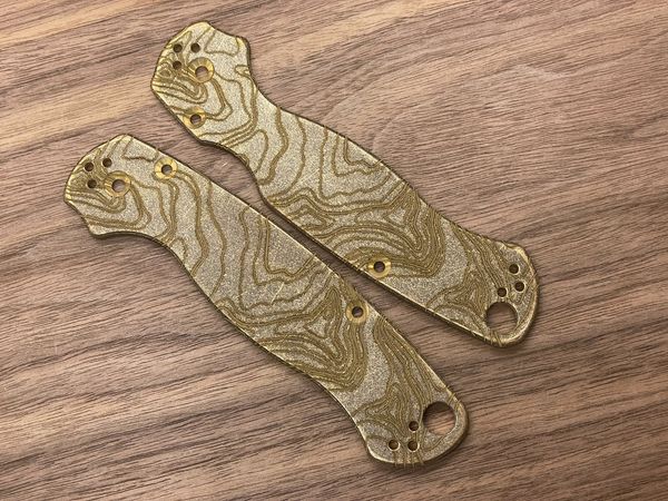 Battleworn TOPO engraved Brass Scales for Spyderco Paramilitary 2 PM2