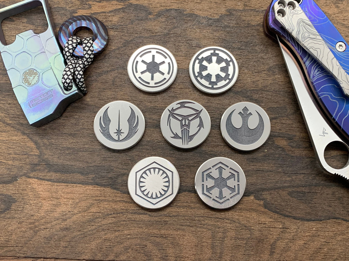 Deep engraved STAR WARS Symbols Titanium Coin for Billetspin Gambit