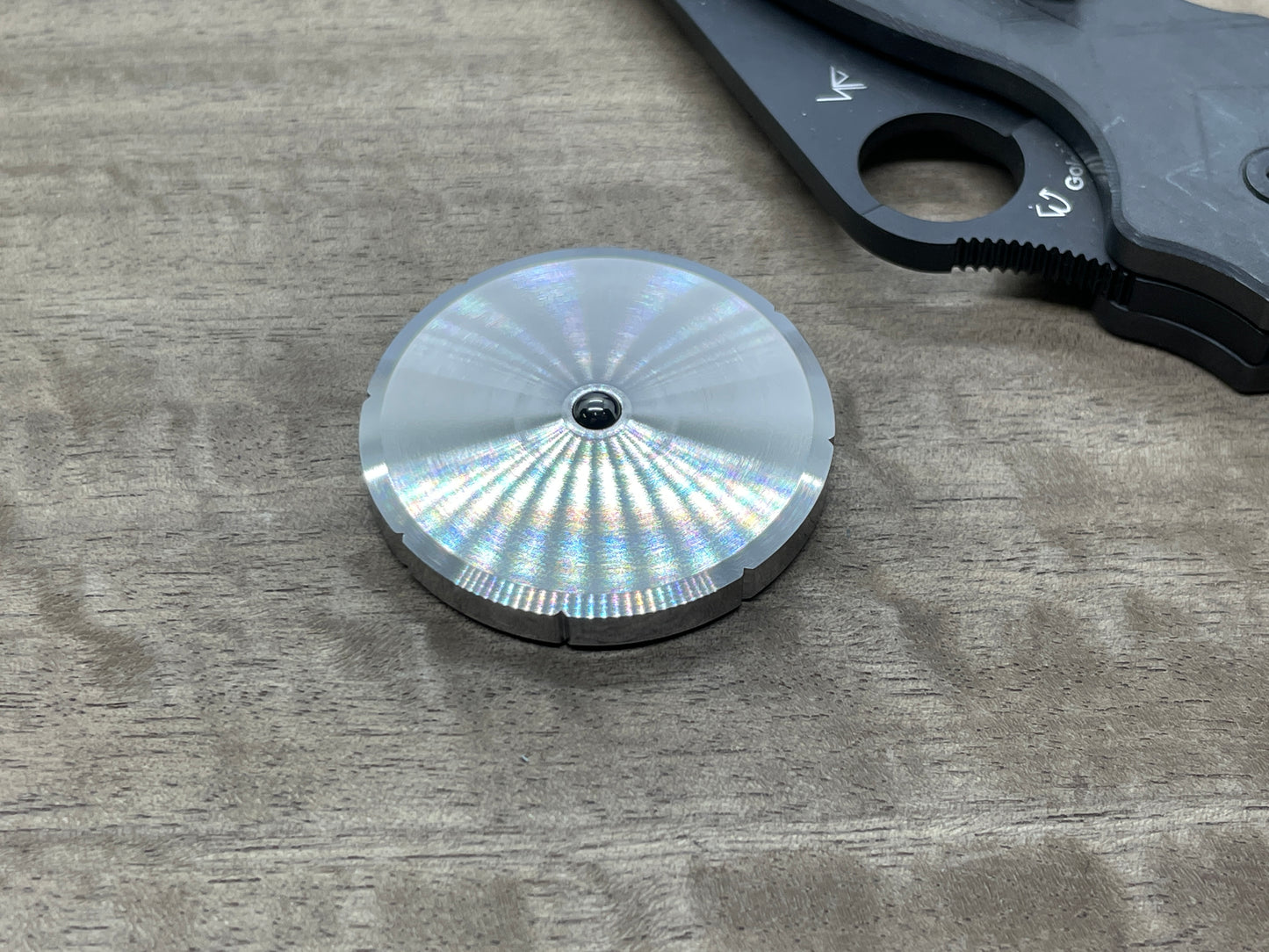 COMPASS engraved Stainless Steel Spinning Worry Coin Spinning Top