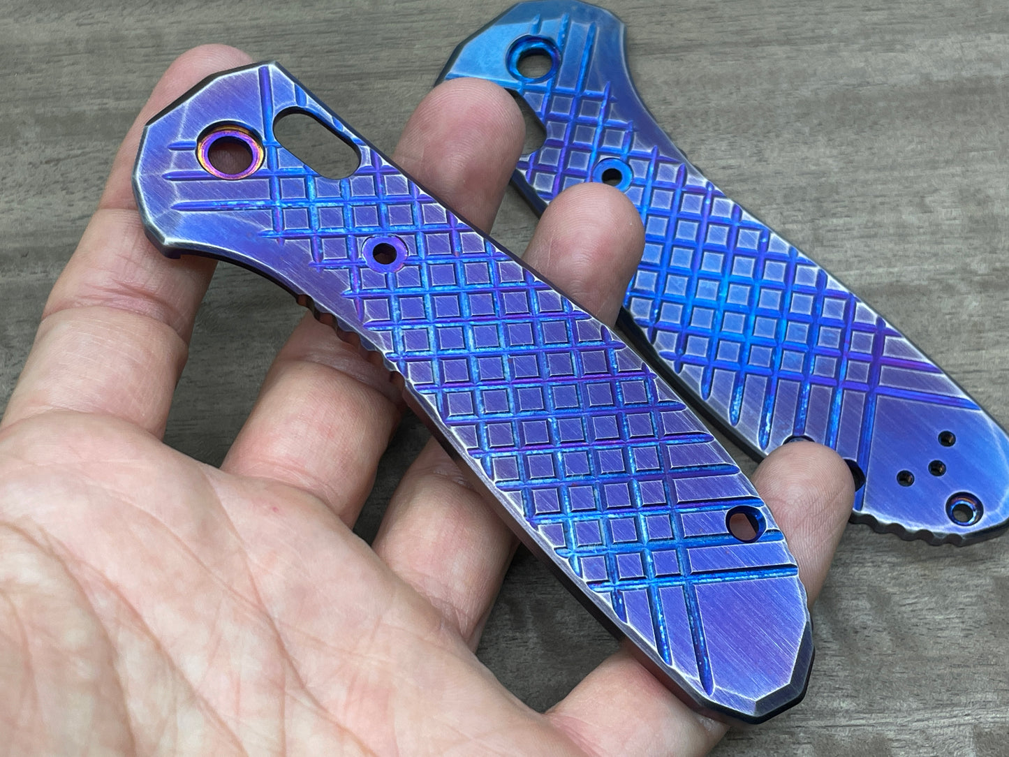 Flamed FRAG Special Brushed Titanium Scales for Benchmade GRIPTILIAN 551 & 550