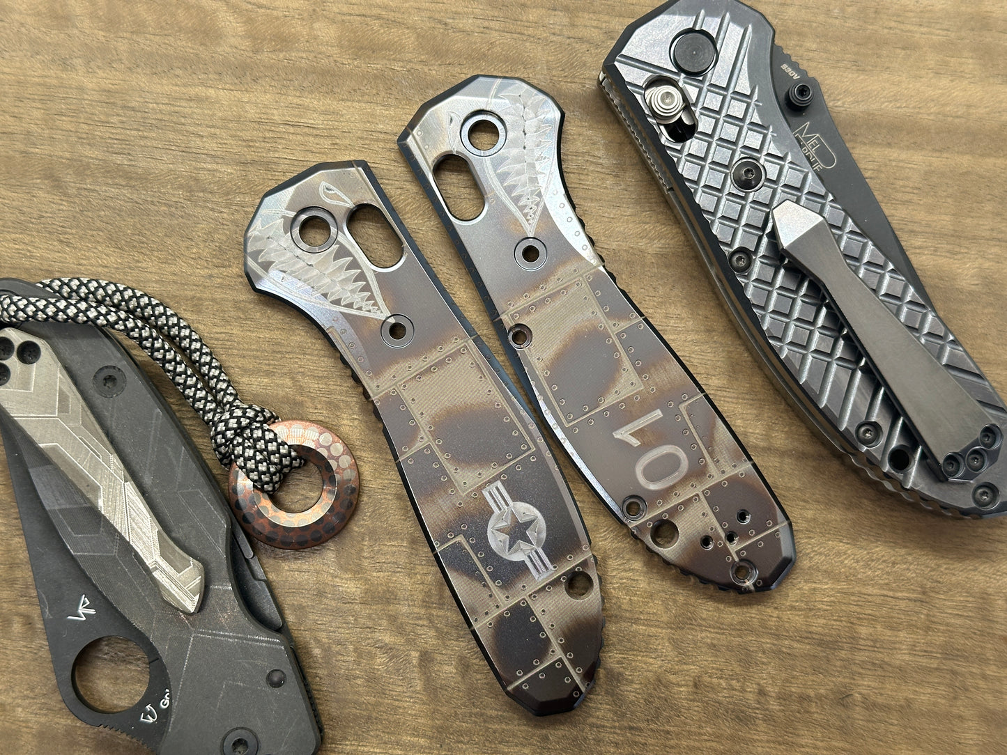 Black P40 Riveted Airplane Titanium Scales for Benchmade GRIPTILIAN 551 & 550