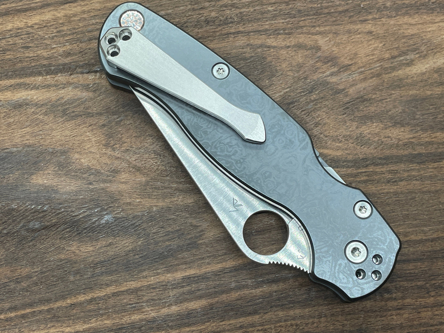 Stone Washed / Tumbled SPIDY Titanium CLIP for most Spyderco models