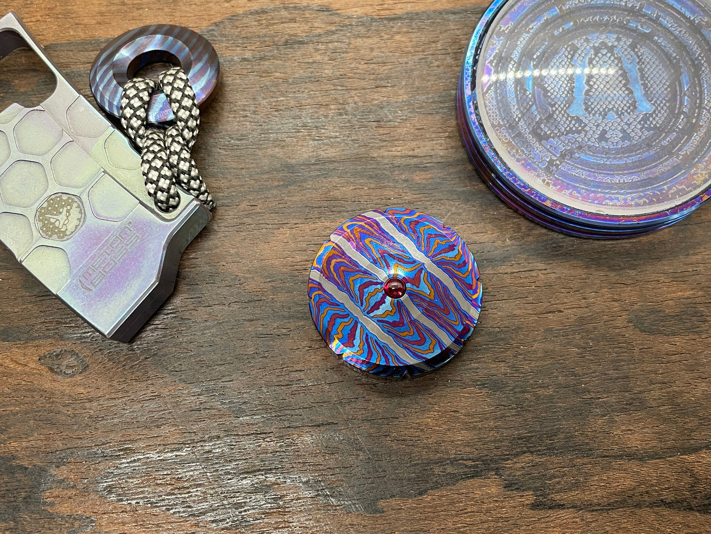 1.23in MOSAIC ZircuTi Spinning Worry Coin Black Timascus