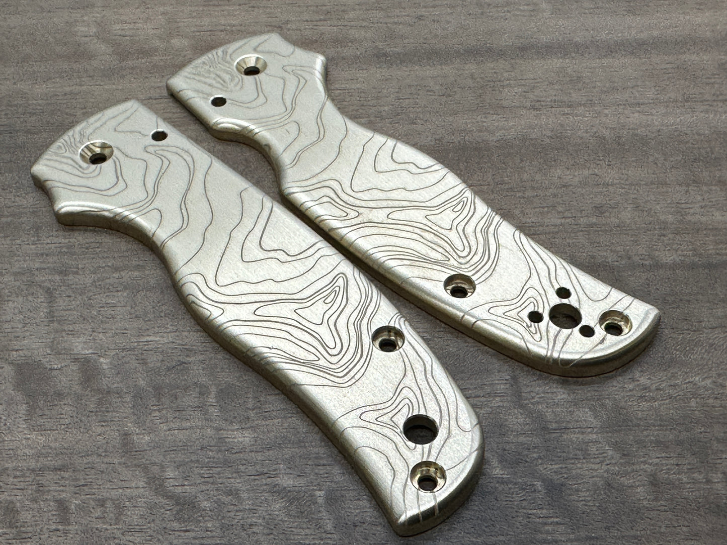 TOPO engraved Brass Scales for SHAMAN Spyderco