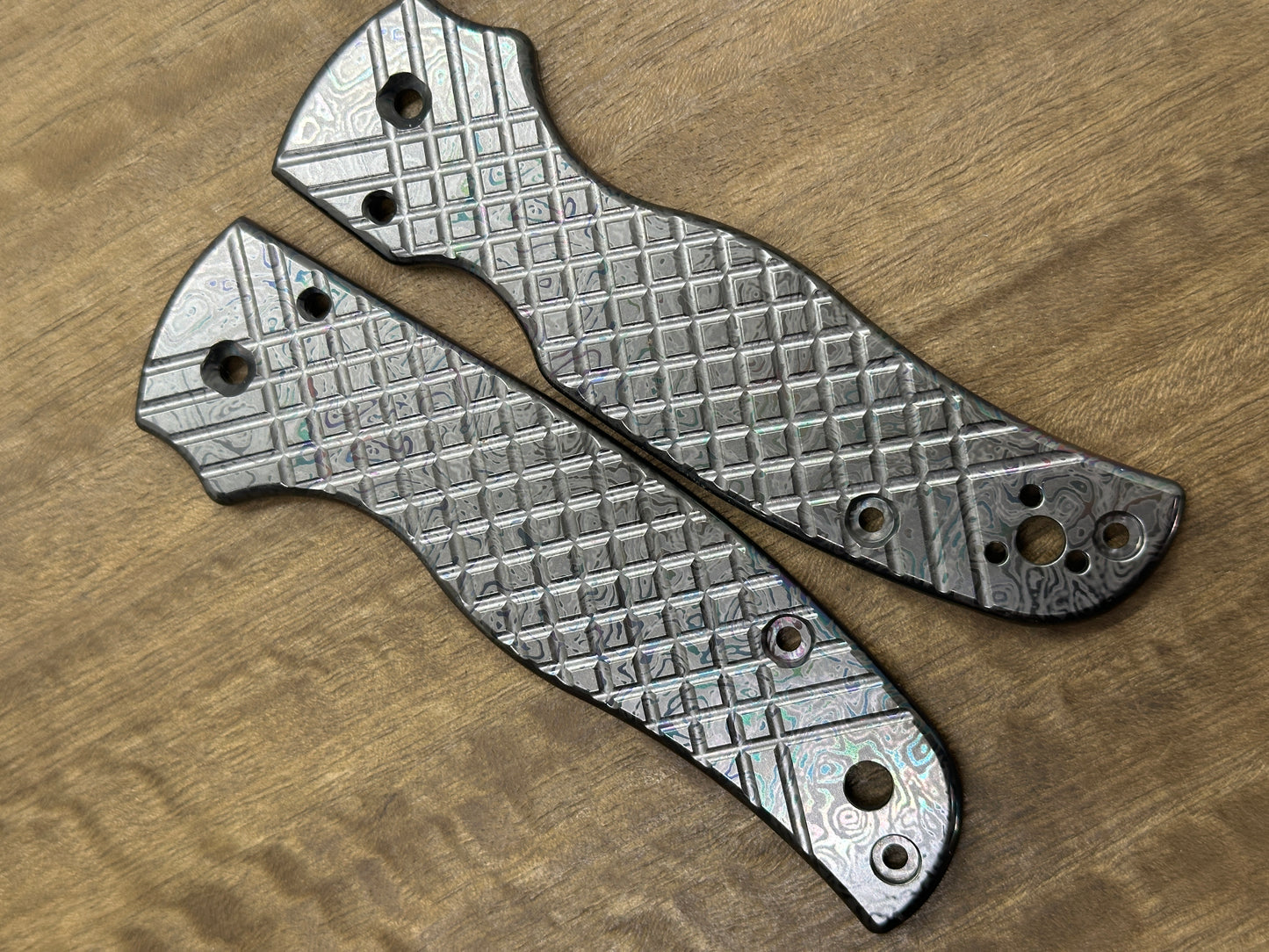 Oil Slick ALIEN FRAG milled Zirconium Scales for SHAMAN Spyderco