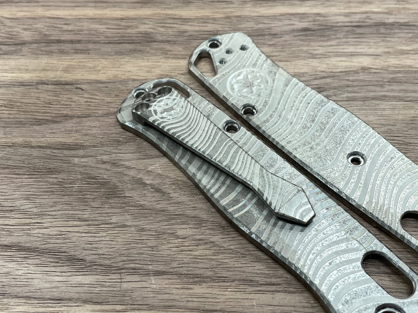 Battleworn BESKAR engraved Dmd Titanium CLIP for Benchmade