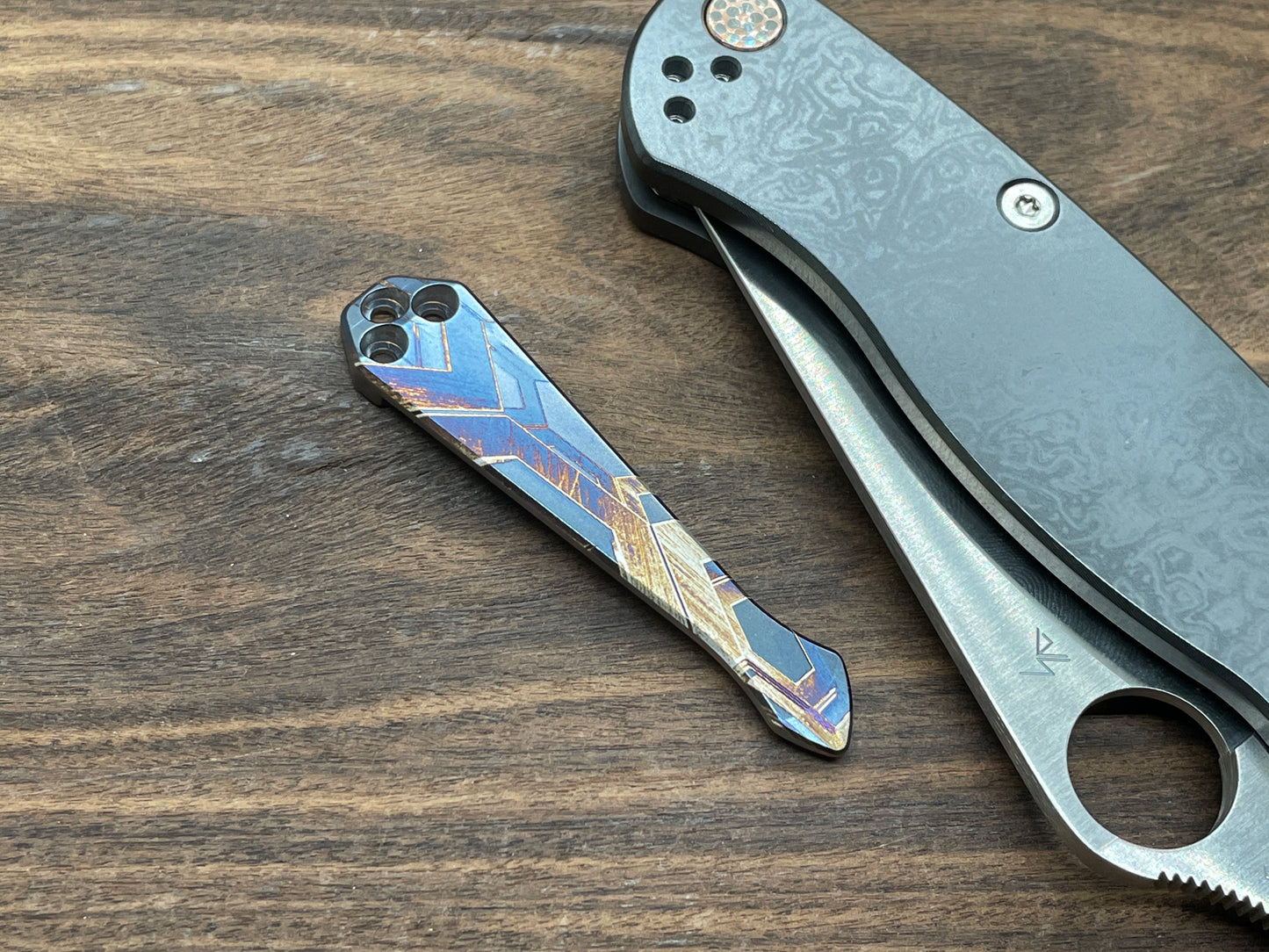 FALCON Spidy heat ano engraved Titanium CLIP for most Spyderco models