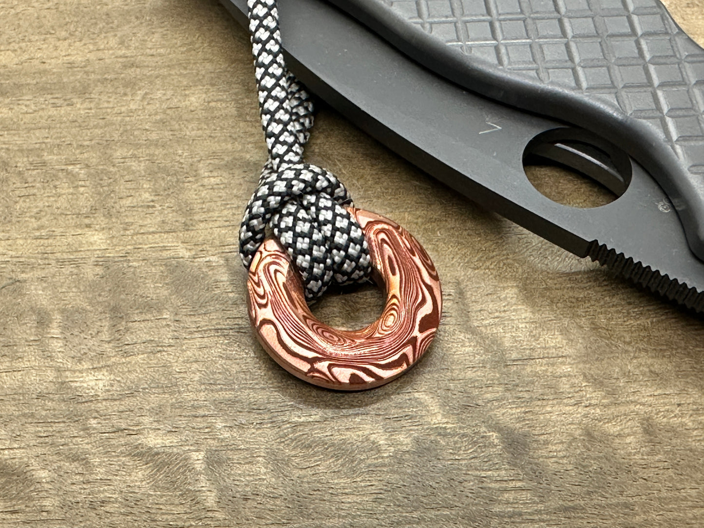 Dama FISH pattern engraved Copper lanyard bead Paracord bead Beard bead