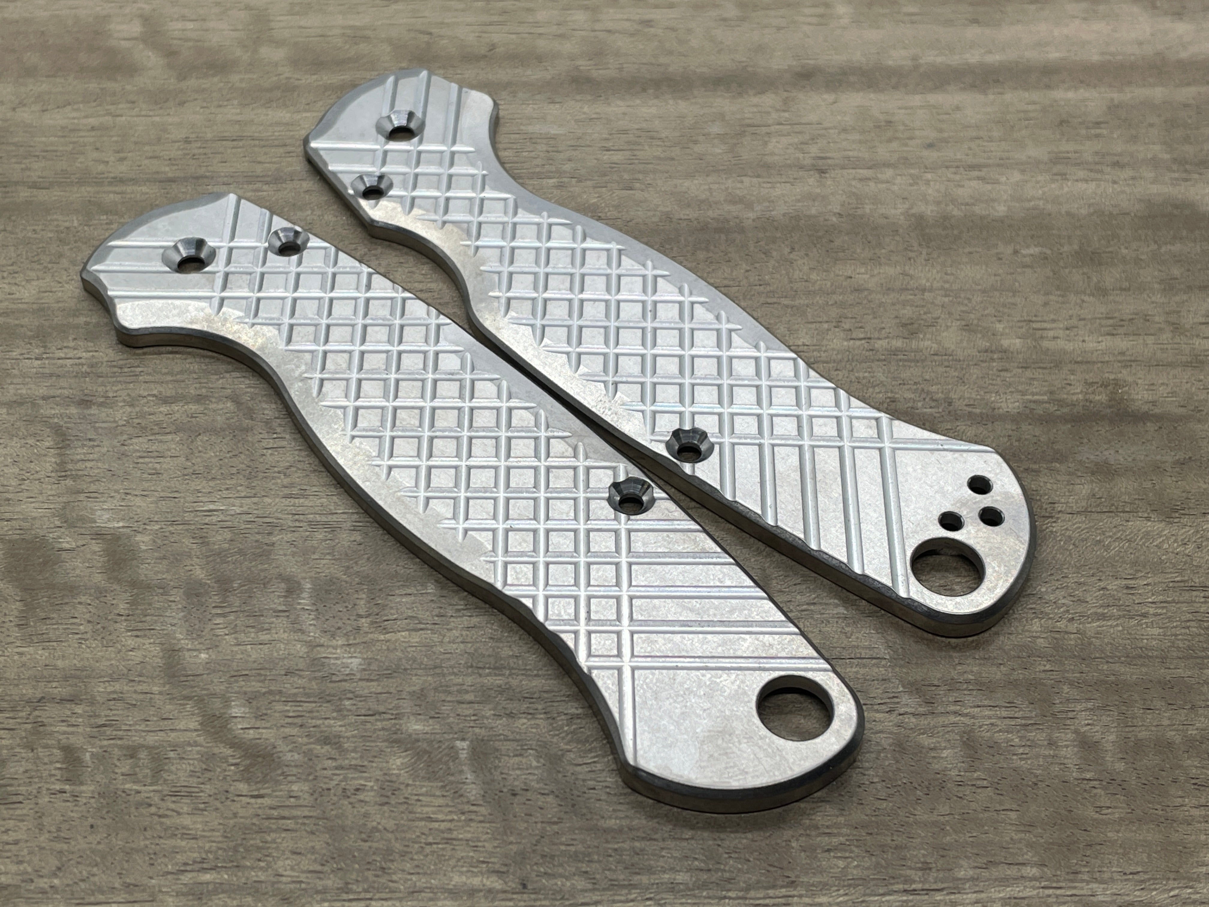 Stone Washed FRAG milled Titanium scales for Spyderco Paramilitary 2 PM2