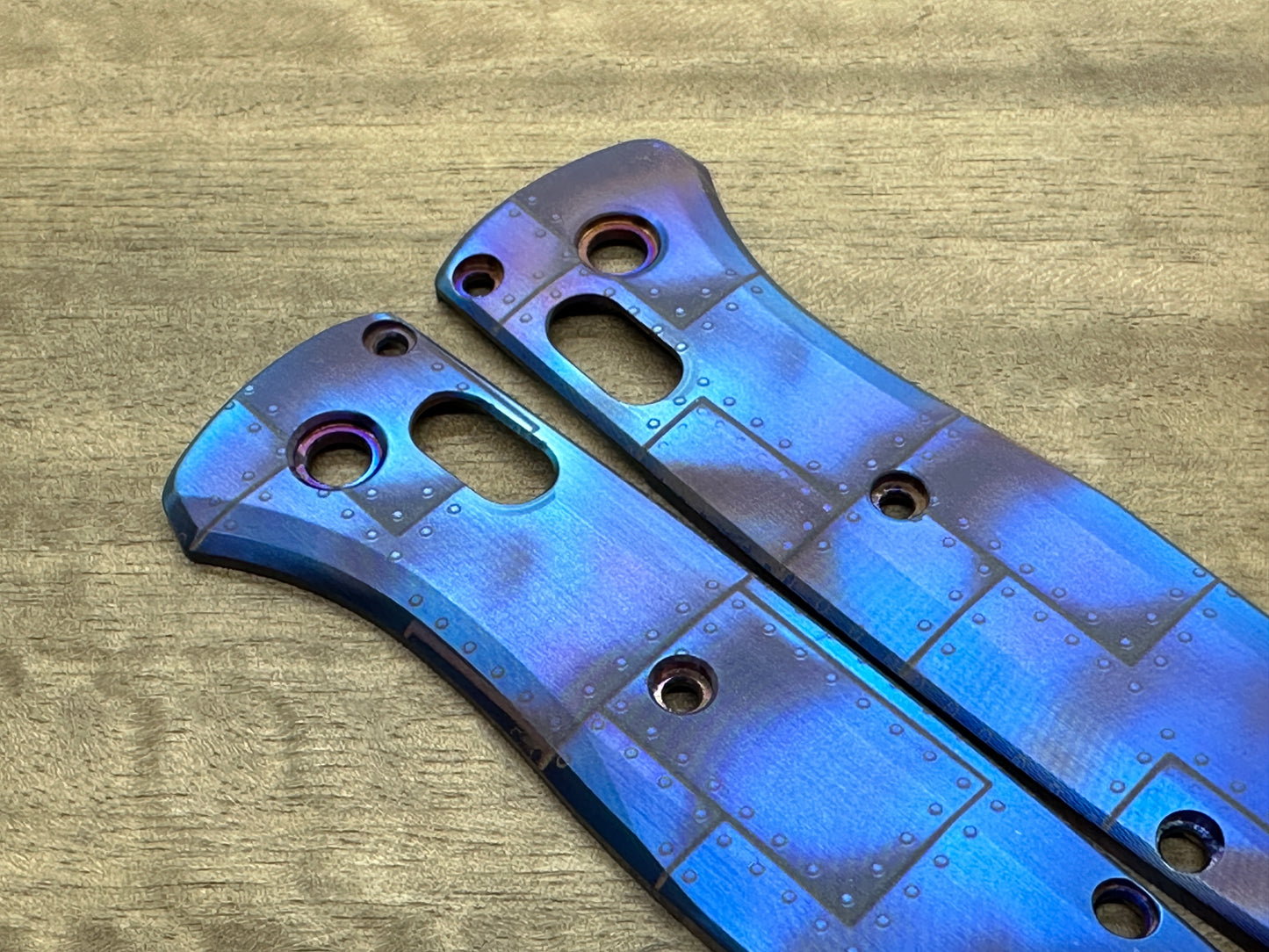 RIVETED AIRPLANE Flamed Titanium Scales for Benchmade Bugout 535