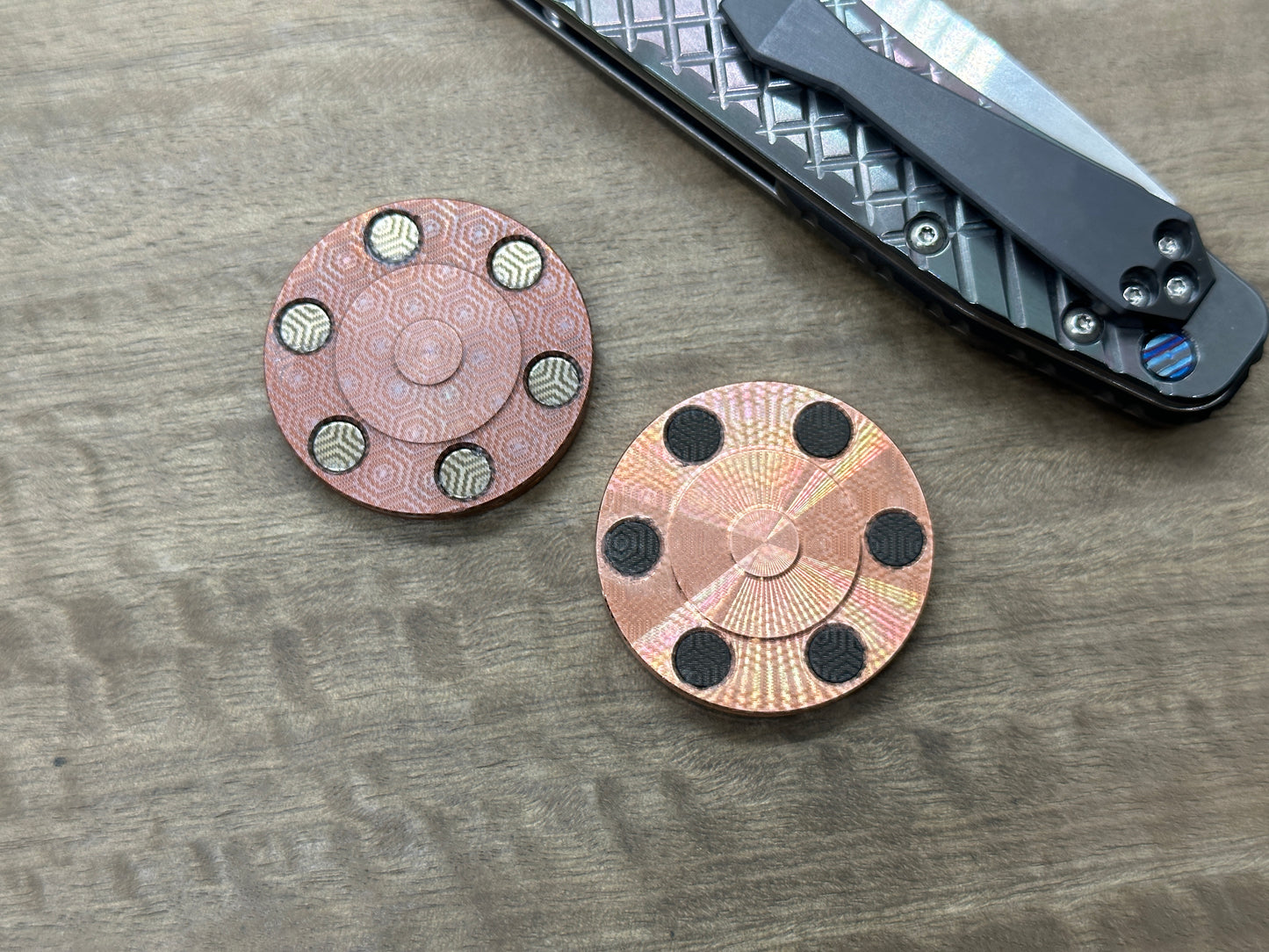 SMILEY-SAD Polished-Dark Haptic Coins CLICKY Copper Fidget