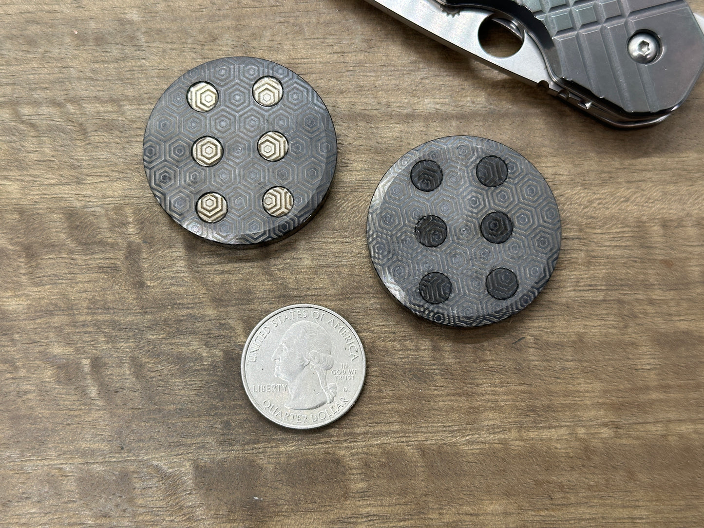 HONEYCOMB engraved Parallel position Magnets ORBITER Zirconium Haptic Coins