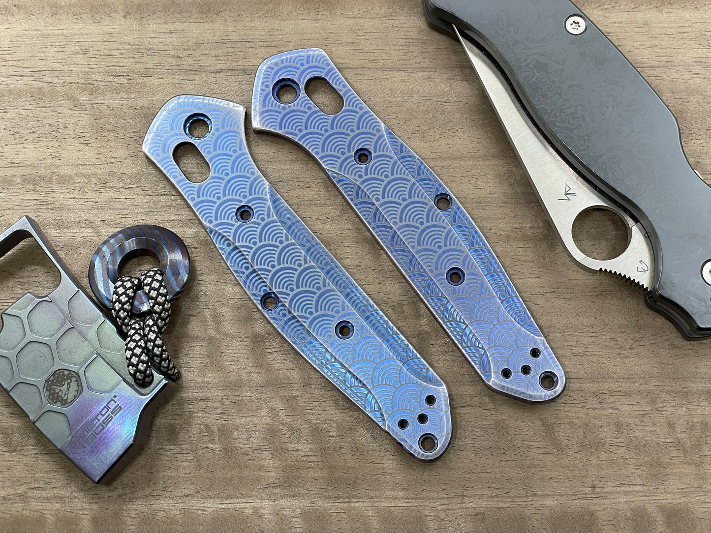 SEIGAIHA Blue Ano Brushed Titanium Scales for Benchmade 940 Osborne