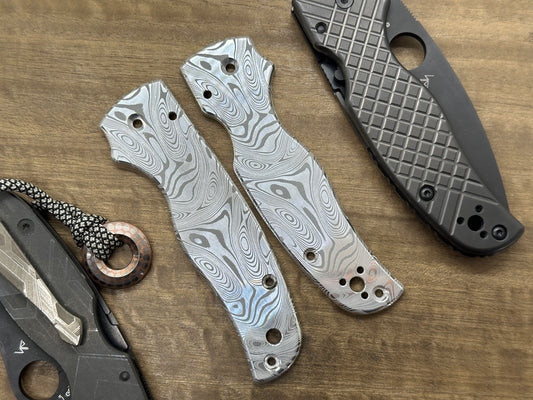 Polished Dama FISH pattern Aerospace Aluminum scales for SHAMAN Spyderco