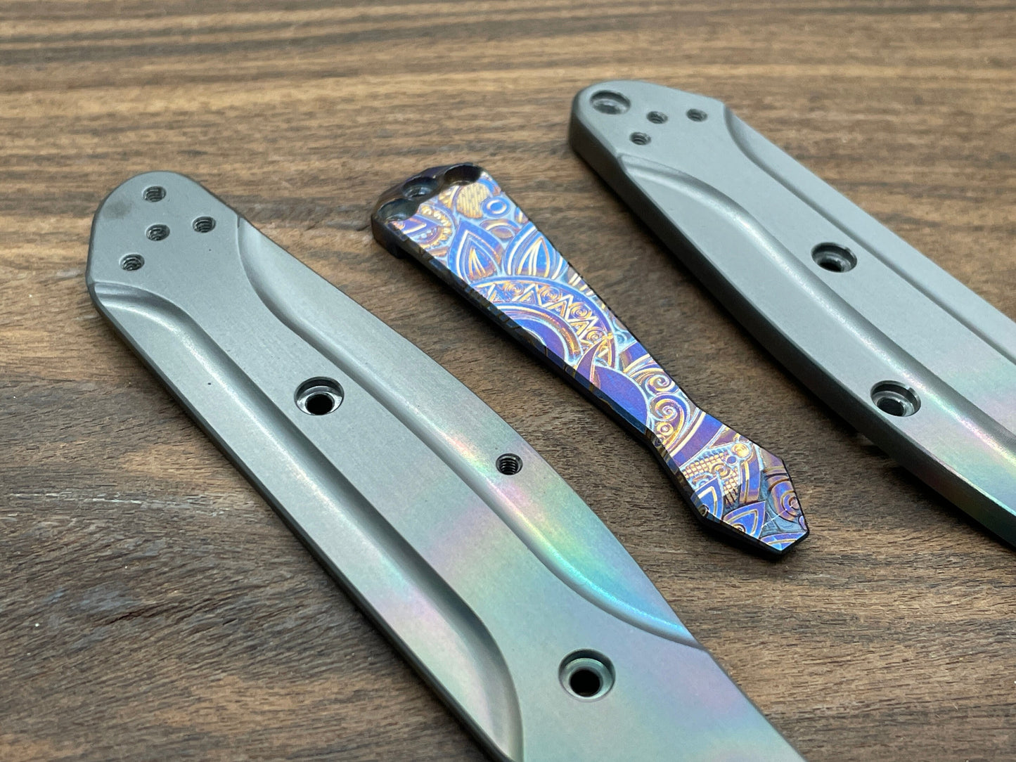 Flamed SUNRISE heat ano engraved Dmd Titanium CLIP for most Benchmade models