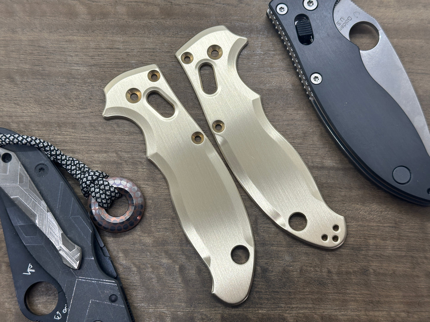 BRUSHED Brass scales for Spyderco MANIX 2