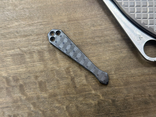 Black HONEYCOMB engraved SPIDY Titanium CLIP for most Spyderco models