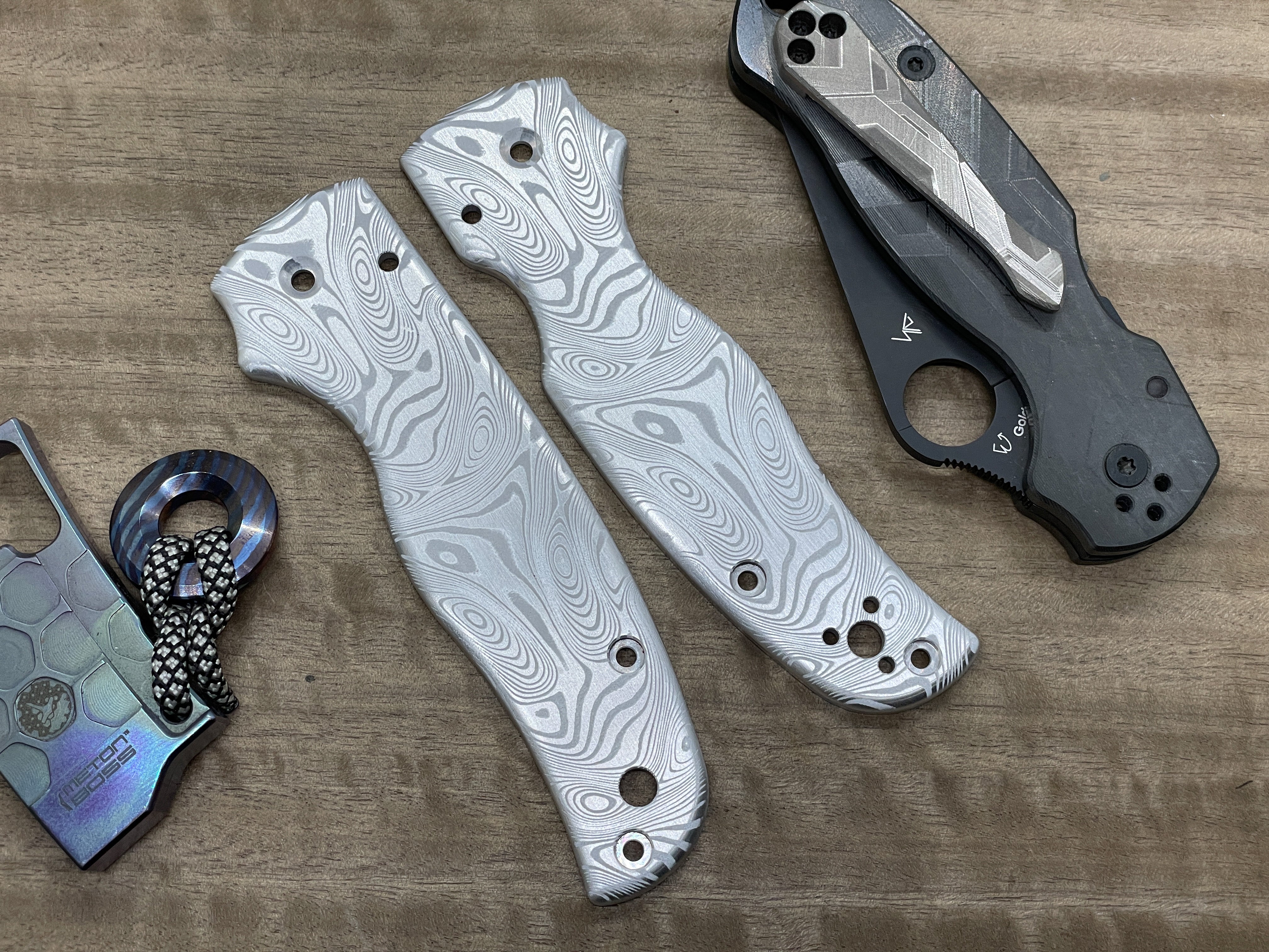Dama FISH pattern Aerospace Aluminum scales for SHAMAN Spyderco