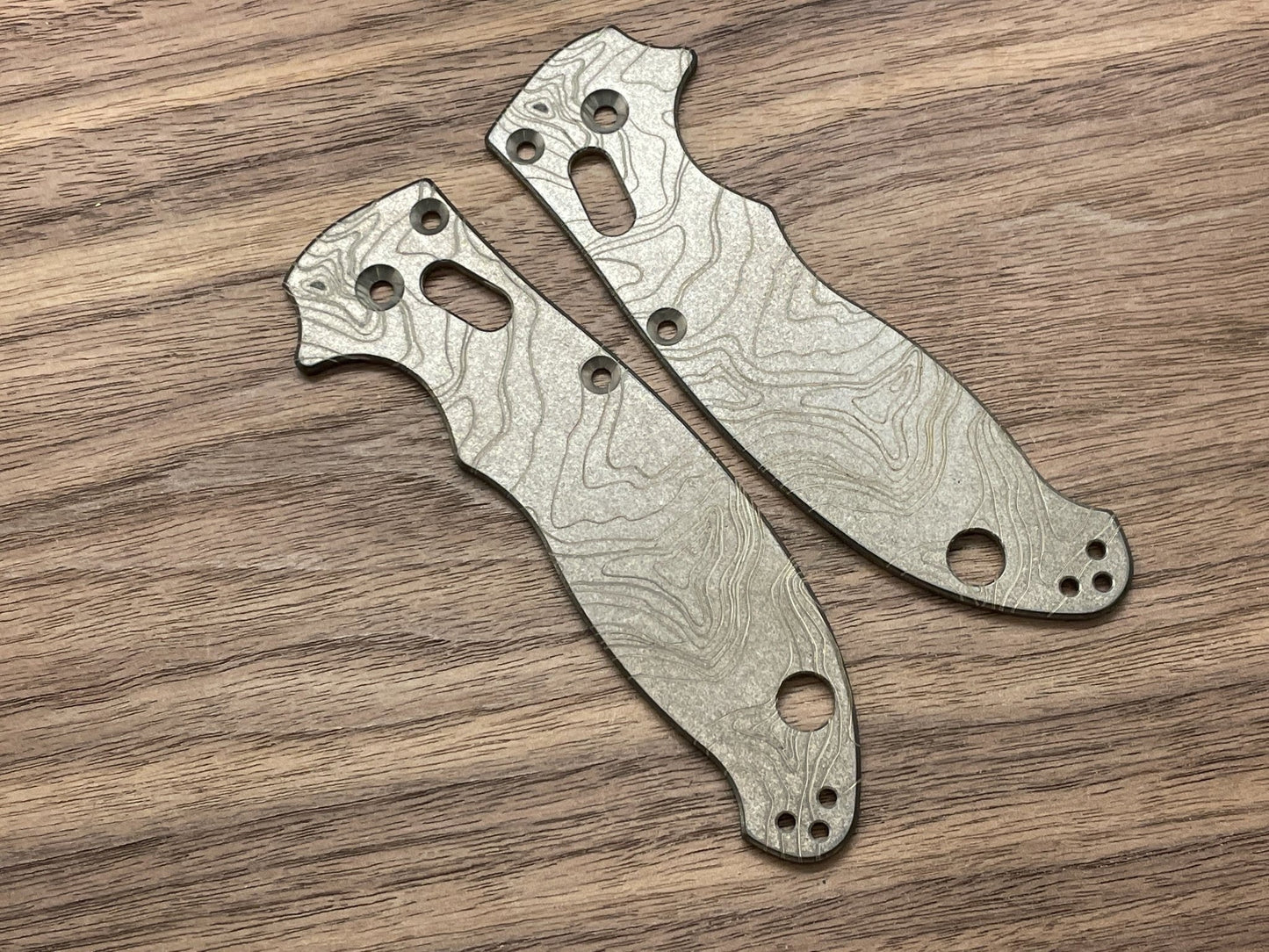 Battleworn TOPO engraved Titanium scales for Spyderco MANIX 2