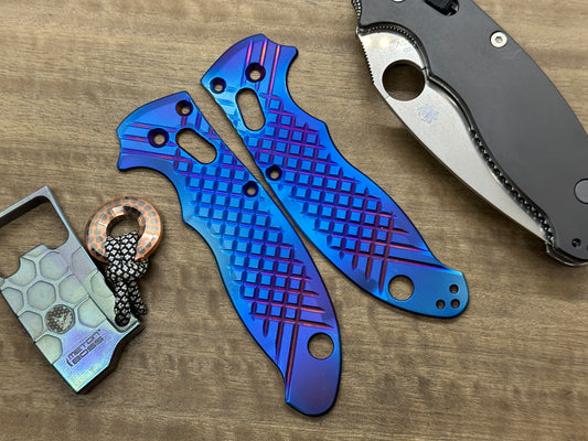 Flamed FRAG Cnc milled Titanium scales for Spyderco MANIX 2