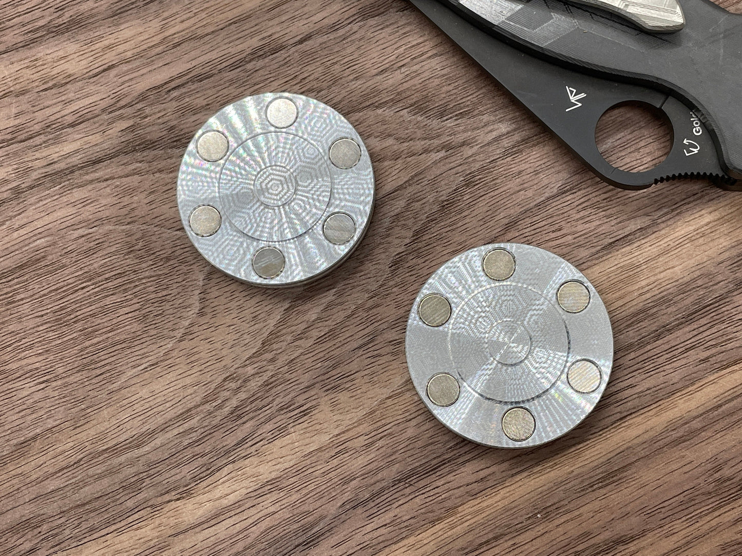 HAPTIC Coins CLICKY BEAR Damasteel pattern Alu Fidget