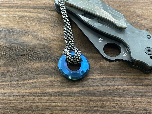 BLUE anodized TITANIUM lanyard bead Paracord bead Dog tag