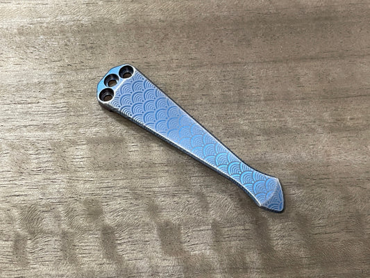 Blue ano SEIGAIHA engraved Brushed SPIDY Titanium CLIP for most Benchmade models
