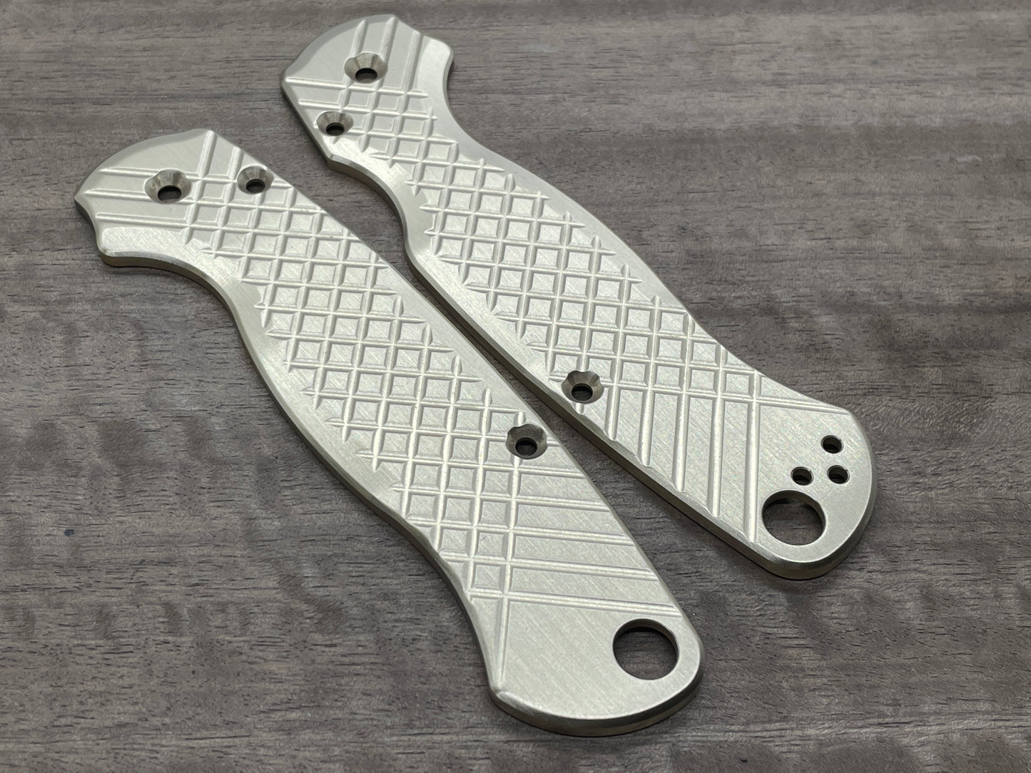 FRAG milled Brushed Brass Scales for Spyderco Paramilitary 2 PM2