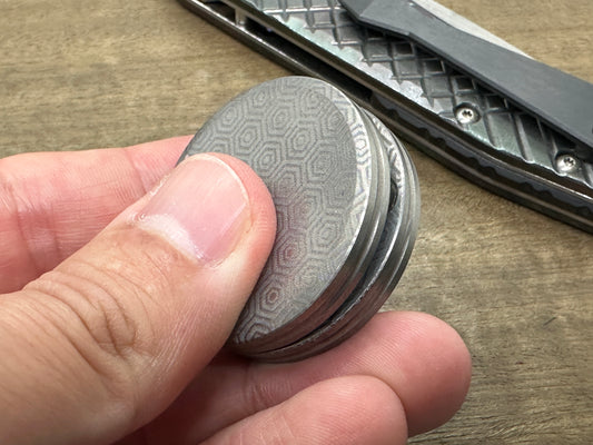 HONEYCOMB engraved Titanium HAPTIC Coins CLICKY Haptic Slider Fidget