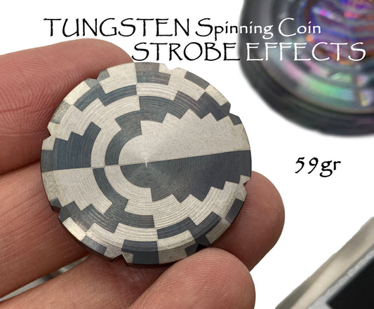 1.23" STROBE effects Black Tungsten Spinning Coin
