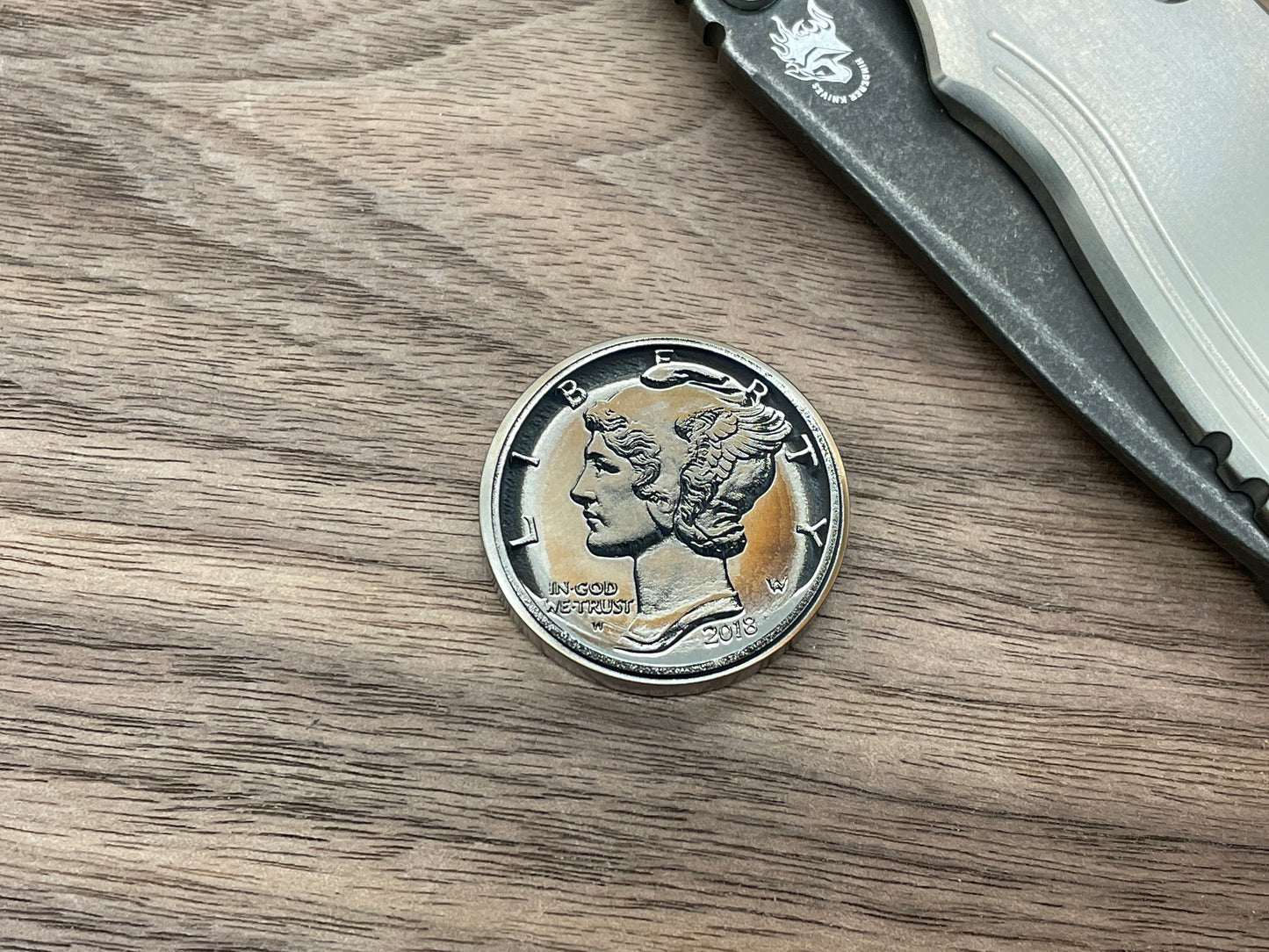 4 sizes LIBERTY Deep Engraved Titanium Worry Coin