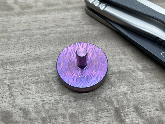 Teal-Magenta Titanium Honeycomb engraved Spinning Top PERFORMER