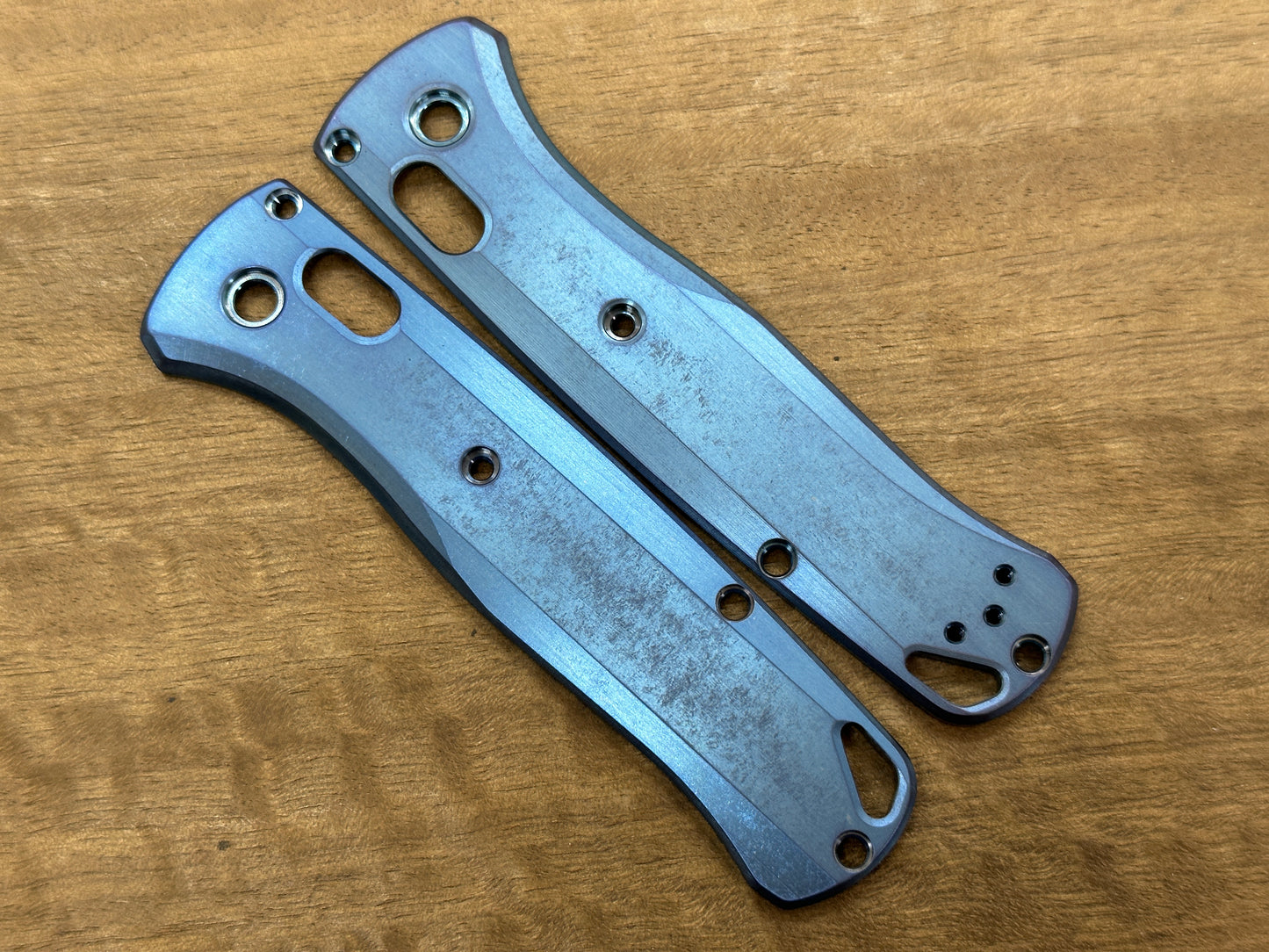 Tumbled BLUE anodized Titanium Scales for Benchmade Bugout 535