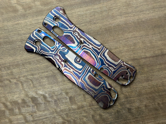 Mokume pattern heat ano engraved Titanium Scales for Benchmade Bugout 535