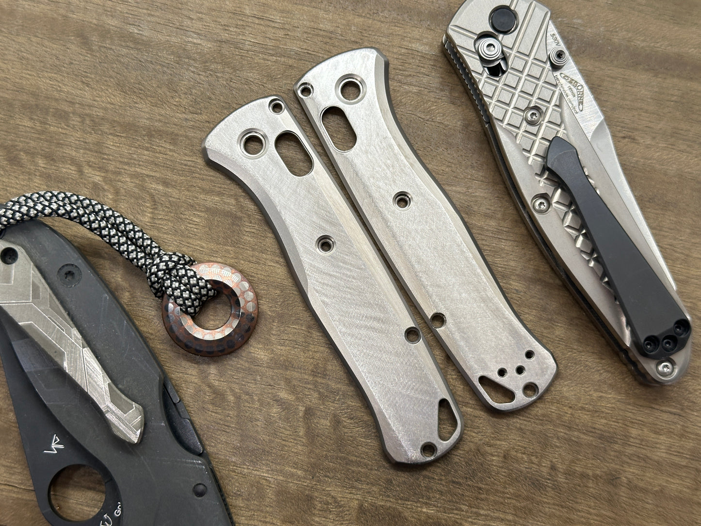 Proprietary Deep Brushed Titanium Scales for Benchmade Bugout 535