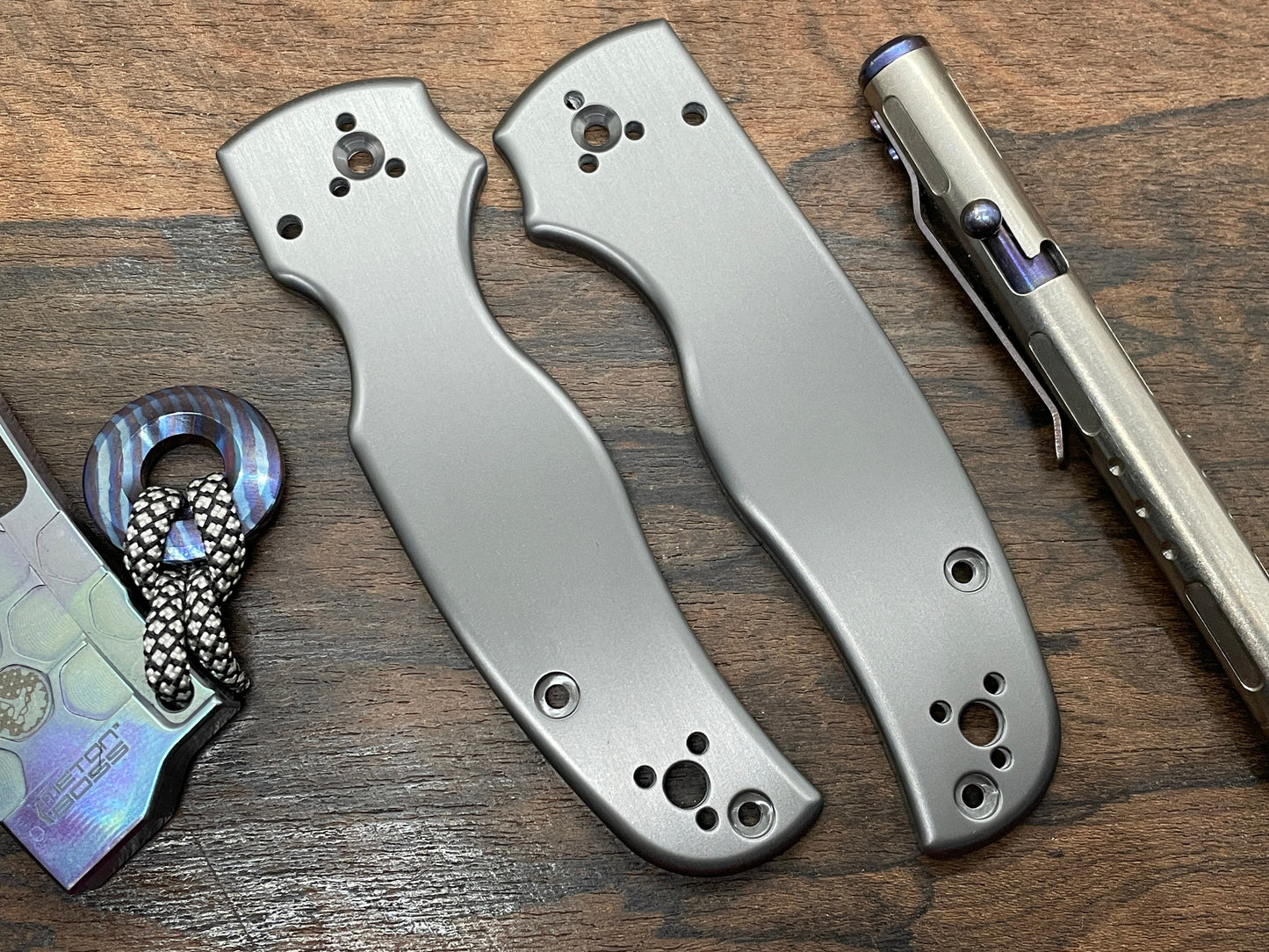 BRUSHED Black Zirconium Scales for SHAMAN Spyderco